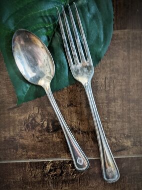 (7/$25) Antique Silver Plated Wm Rogers Hotel Plate 1910 Spoon and Fork Set 🥄